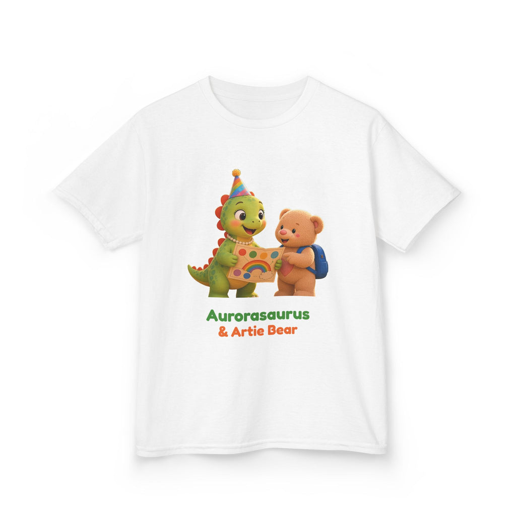 Aurorasaurus & Artie Bear Kids' T-shirt – Rainbow Birthday Design