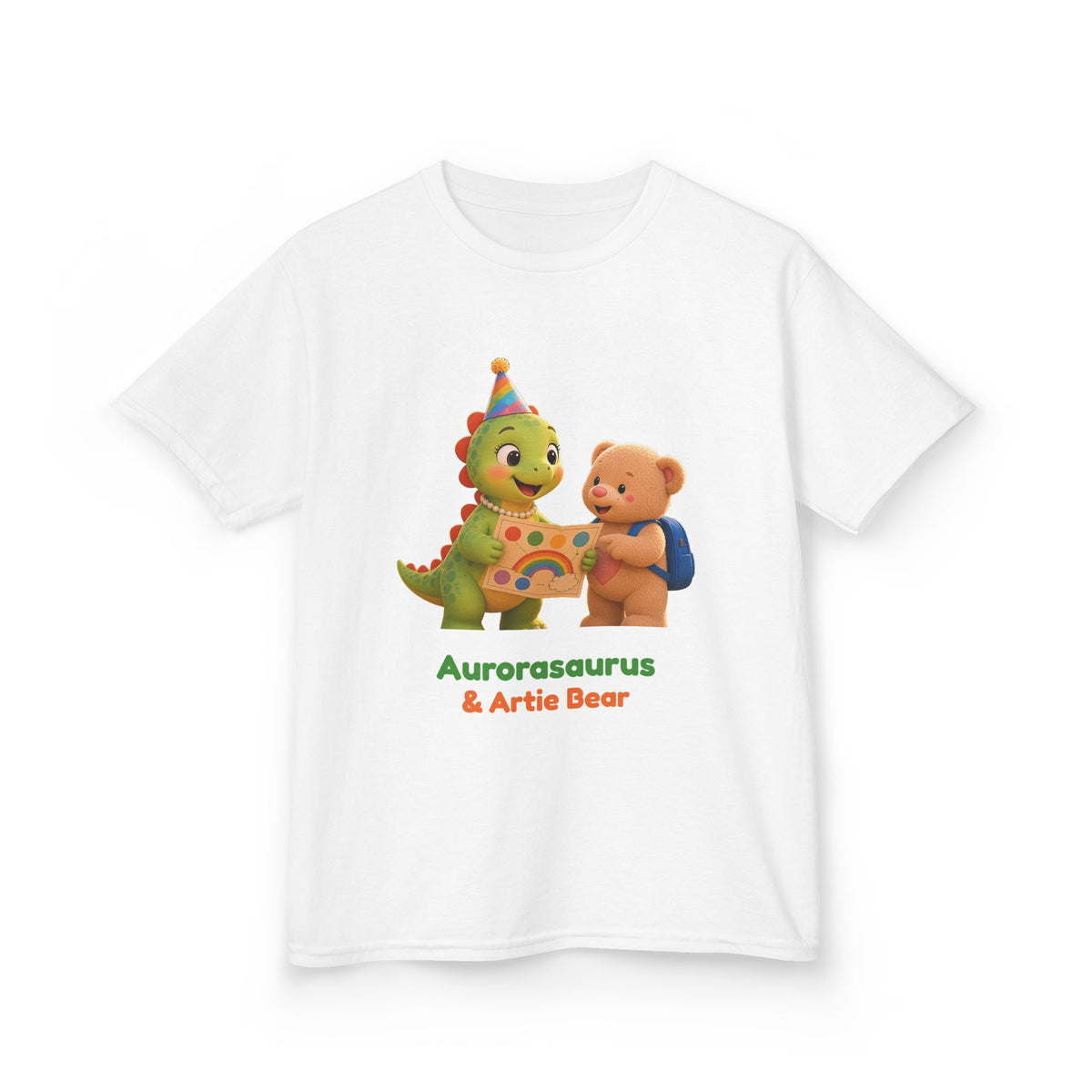 Aurorasaurus & Artie Bear Kids' T-shirt – Rainbow Birthday Design