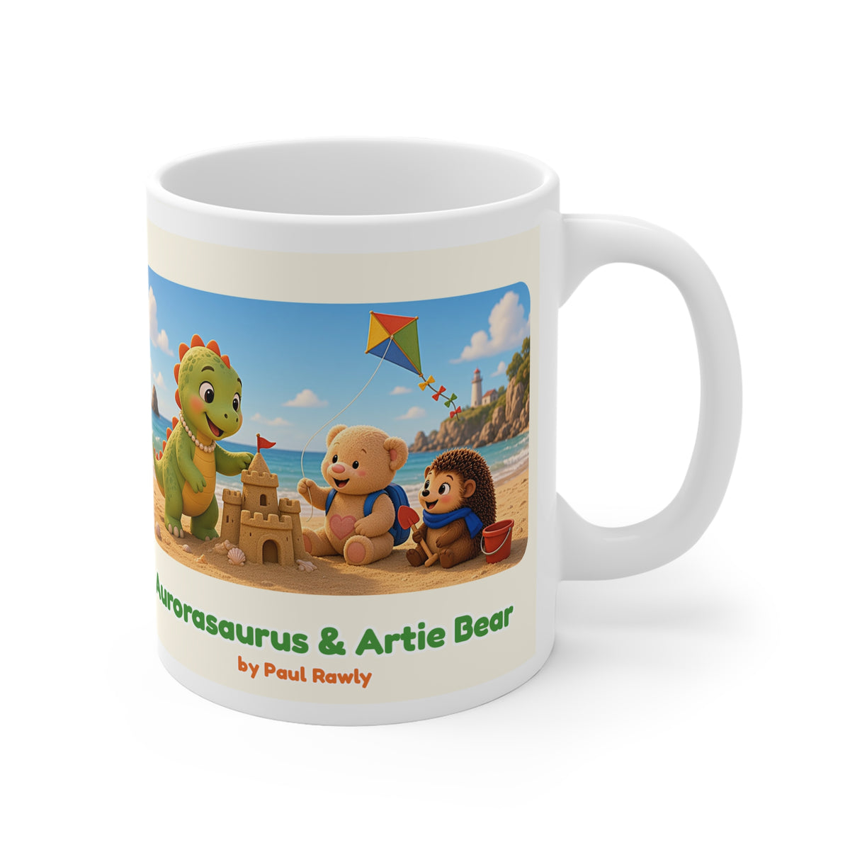 Aurorasaurus & Artie Bear 11oz Mug – Rainbow & Seaside Adventures