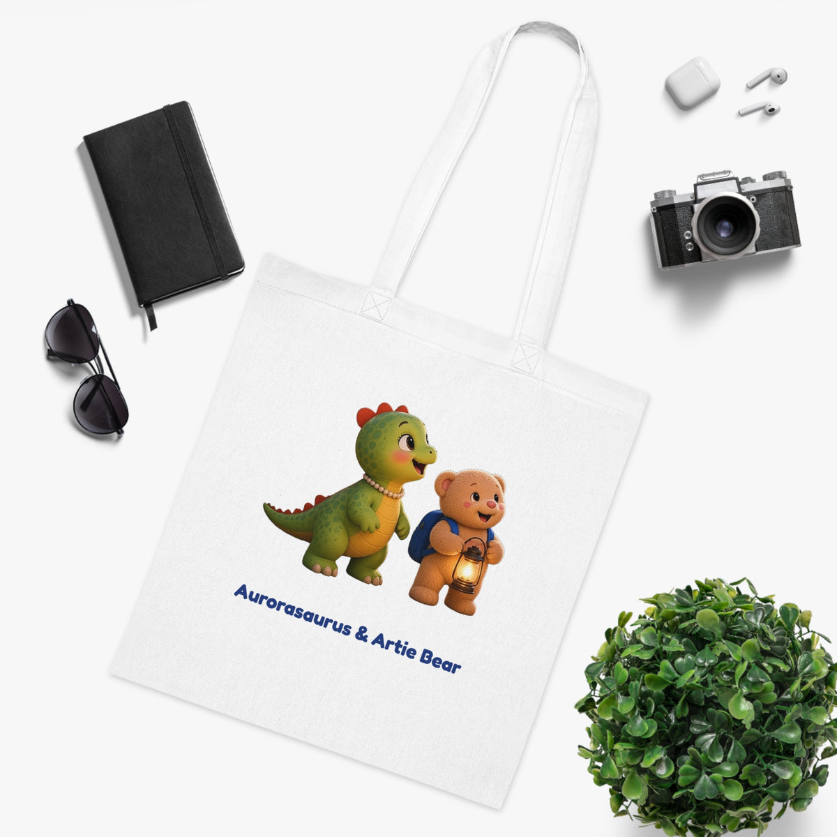 Aurorasaurus & Artie Bear Tote Bag – Lantern Night Adventure
