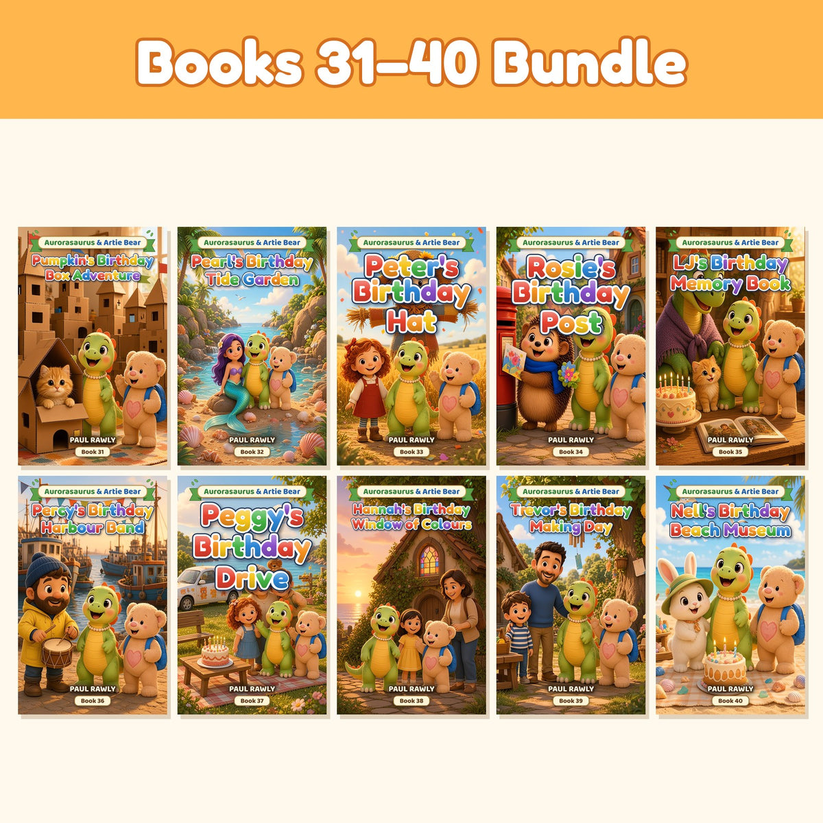 Aurorasaurus & Artie Bear Bundle: Books 31–40 - 10 picture book covers